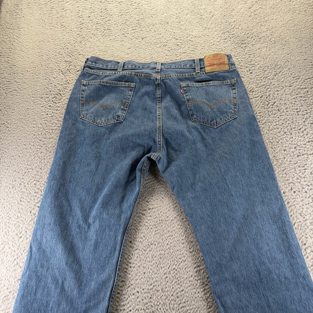 Levi's 505 Jeans Mens 42x30 Blue Cotton Denim Straight Leg Baggy Faded Workwear - Picture 6 of 10